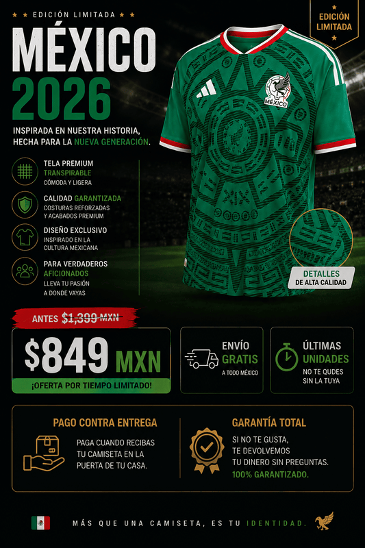 Camiseta de Mexico del mundial + Envio gratis